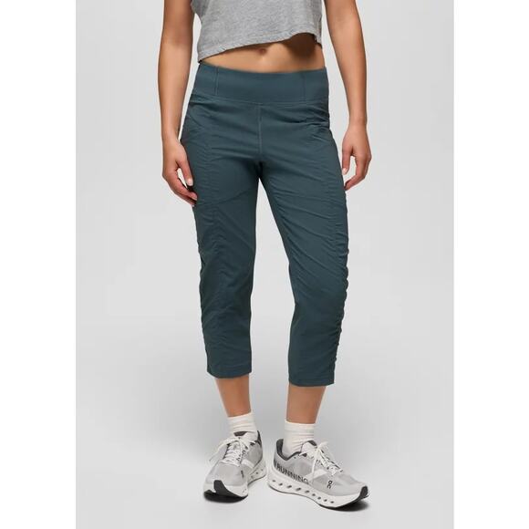 Prana Koen Capri Women's L Grey Blue Standard Fit Crop Mid Rise Soft Waistband - Picture 1 of 12